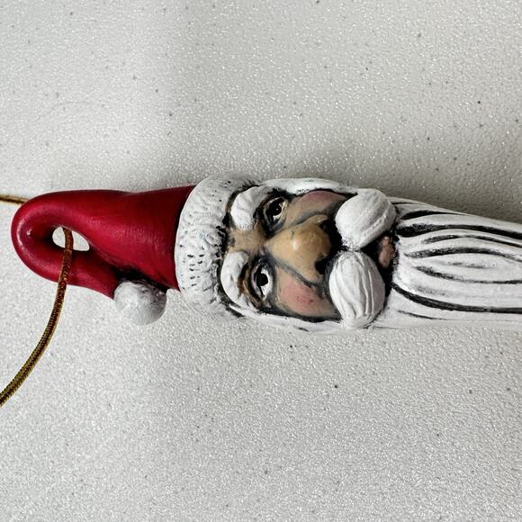 Vintage Hand Painted ICICLE SANTA Ornament Ceramic Bisque Christmas Collectible - Picture 4 of 6